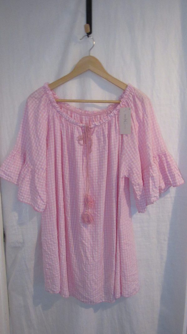 New Ladies Pale Pink Gingham Top One Size fits sizes 18 20 22 - Image 2