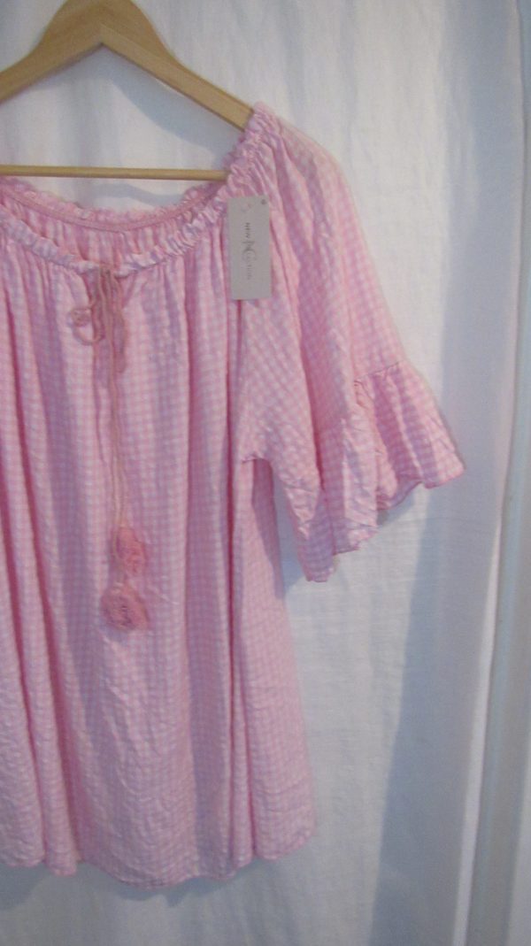 New Ladies Pale Pink Gingham Top One Size fits sizes 18 20 22 - Image 4