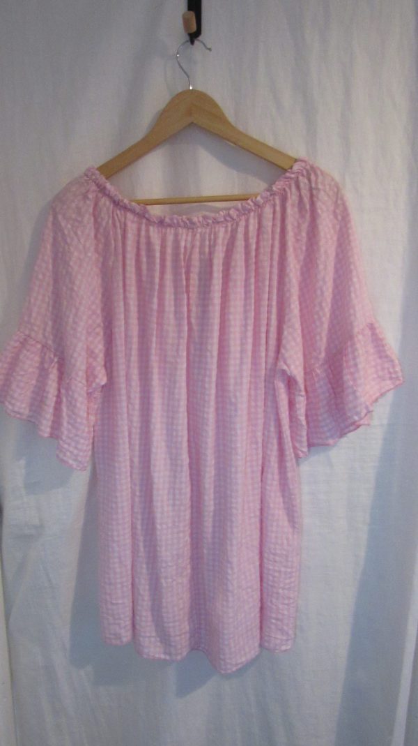 New Ladies Pale Pink Gingham Top One Size fits sizes 18 20 22 - Image 5
