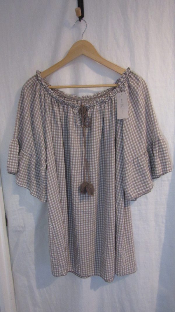 New Ladies Mocha Gingham Top One Size fits sizes 18 20 22 - Image 4