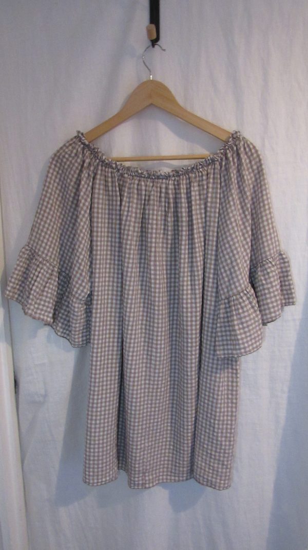 New Ladies Mocha Gingham Top One Size fits sizes 18 20 22 - Image 5