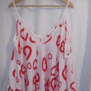 New Ladies Red Heart Vest Top One Size fits sizes 18 20 22 24