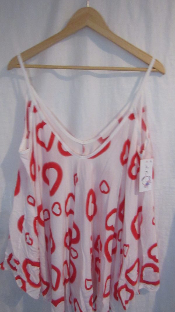 New Ladies Red Heart Vest Top One Size fits sizes 18 20 22 24 - Image 3