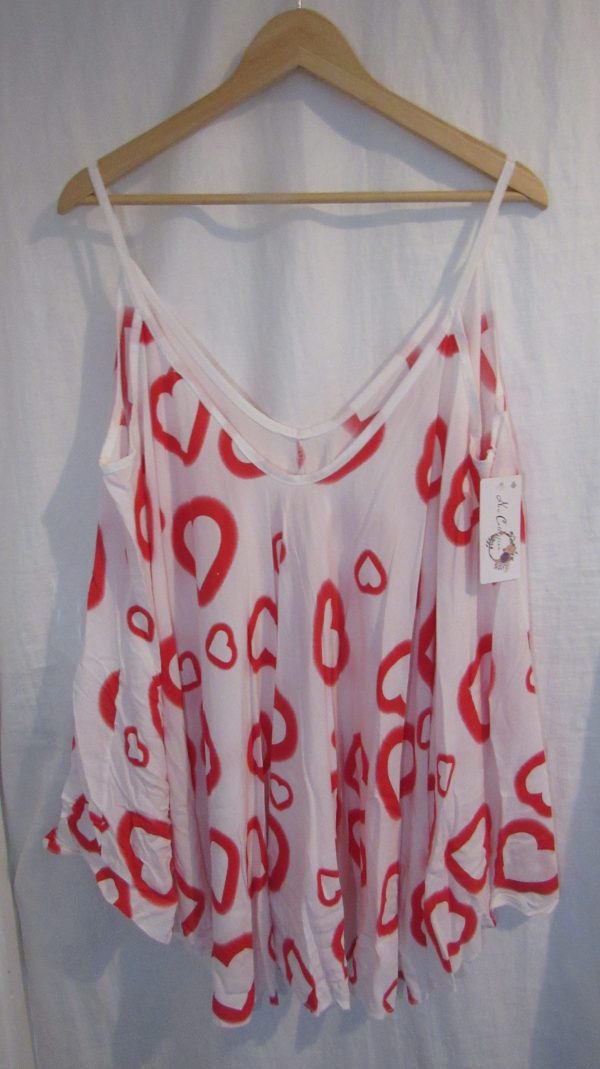 New Ladies Red Heart Vest Top One Size fits sizes 18 20 22 24 - Image 4