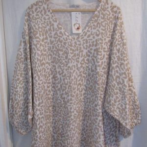 New Ladies Beige Leopard Print Oversized tunic top One Size fits sizes 20 22 24