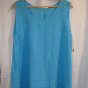 New Ladies Turquoise Blue Sleeveless Floral Trim Top One size fits sizes 14 16 18 20