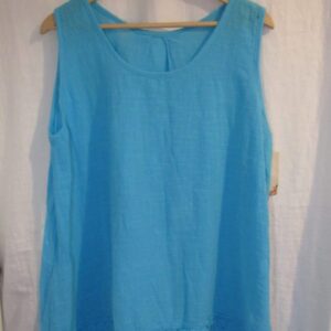 New Ladies Turquoise Blue Sleeveless Floral Trim Top One size fits sizes 14 16 18 20