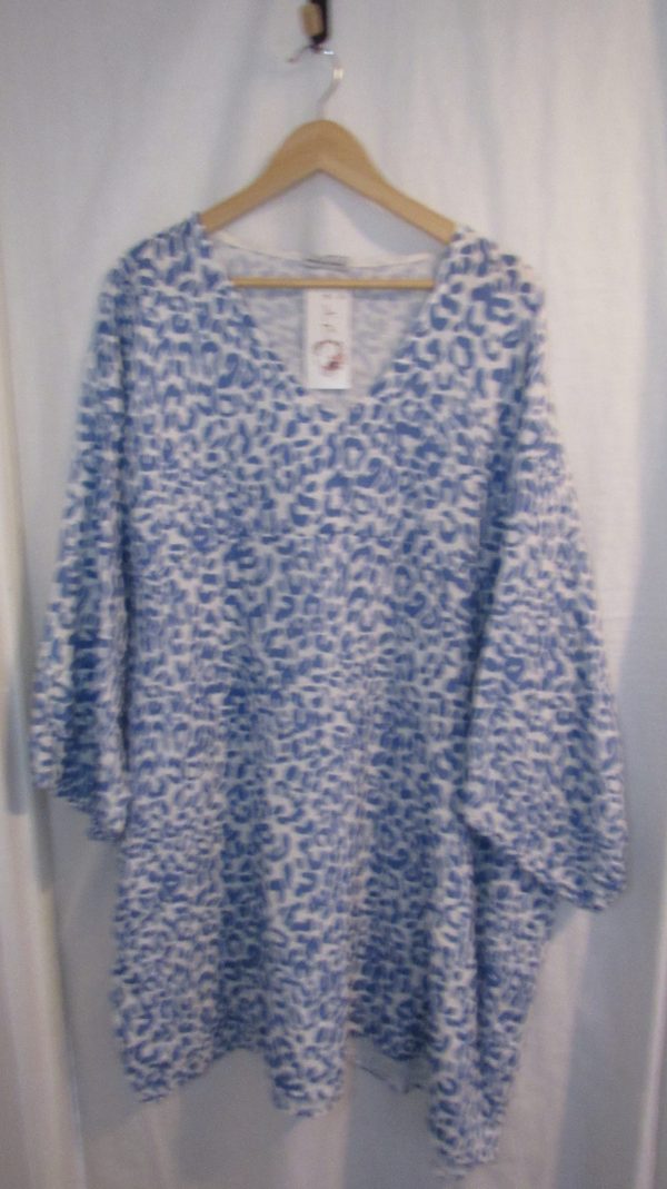 New Ladies Blue Leopard Print Oversized tunic top One Size fits sizes 20 22 24 NON RETURNABLE - Image 7