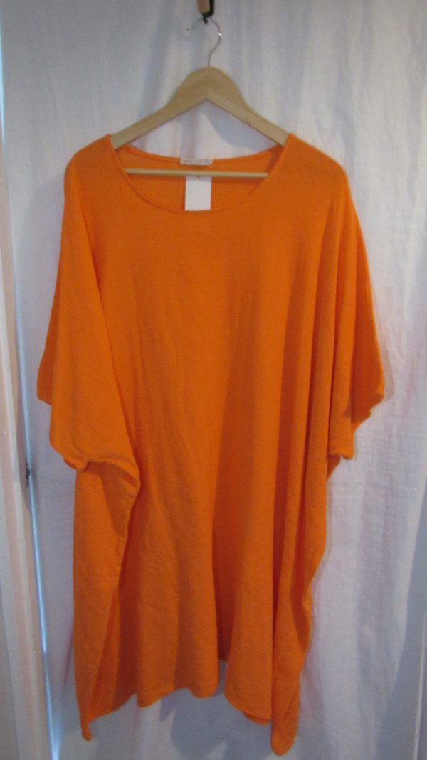 New Ladies Orange Oversized Tunic Top One Size 20 22 24 26 NON RETURNABLE - Image 2