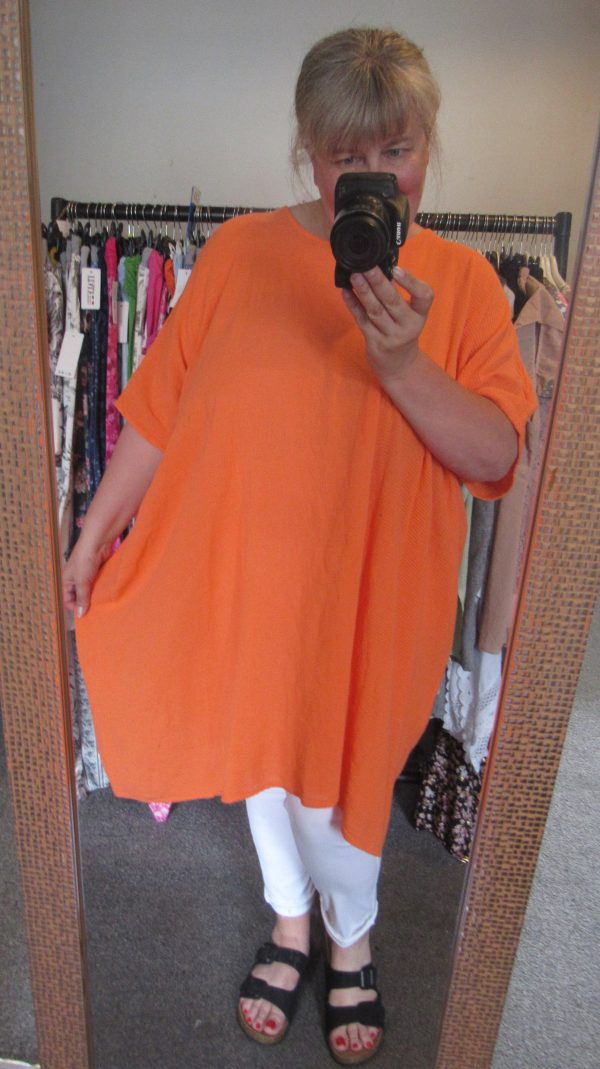 New Ladies Orange Oversized Tunic Top One Size 20 22 24 26 NON RETURNABLE - Image 6