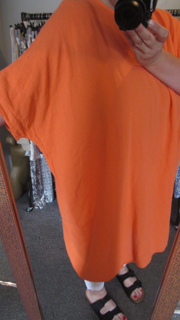 New Ladies Orange Oversized Tunic Top One Size 20 22 24 26 NON RETURNABLE - Image 8