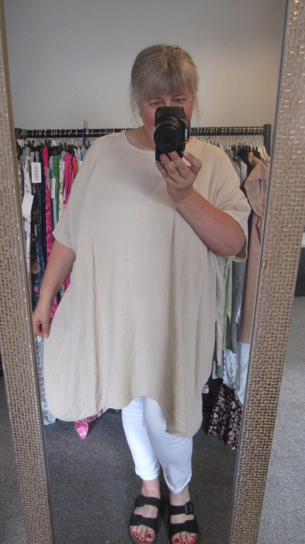 New Ladies Beige Oversized Tunic Top One Size 20 22 24 26 NON RETURNABLE - Image 6