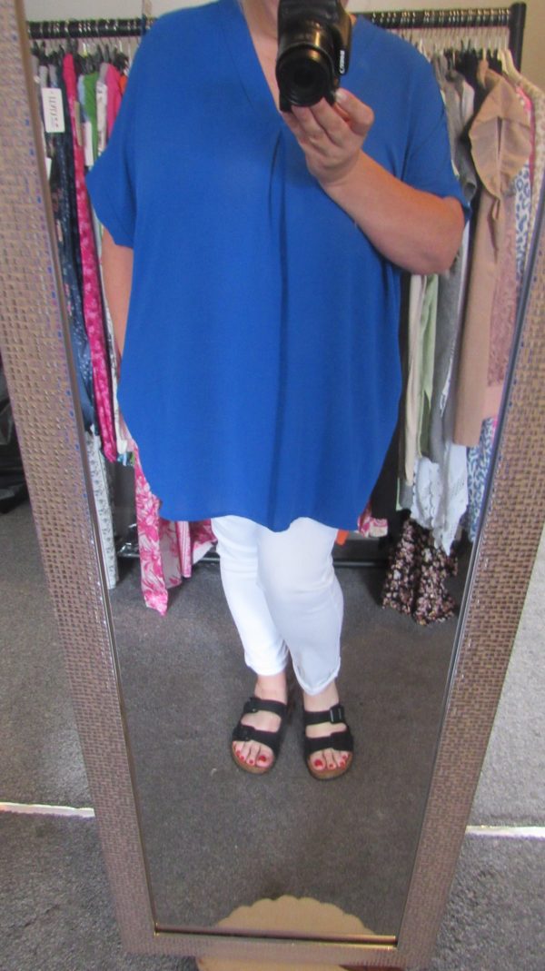 New Ladies Royal Blue V Neck Tunic Top Pocket One Size fits sizes 18 20 22 24 NON RETURNABLE - Image 7