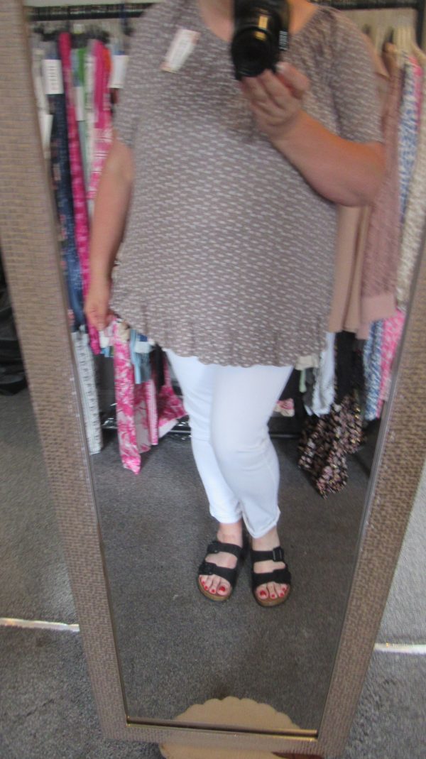 SALE SALE SALE New Ladies Mocha Floral Frill Top One size fits sizes 16 18 20 22 NON RETURNABLE - Image 6