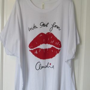 Made in Italy Lips White Women's T Shirt one size fits sizes 14 16