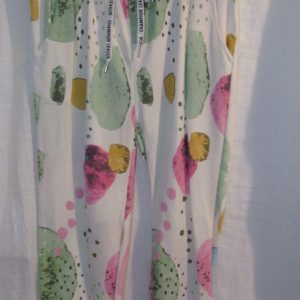 White with Green Droplet Pants Trousers Women's Size 14