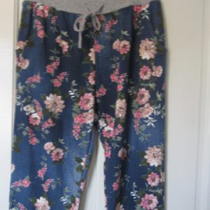 Darker Denim Blue Floral Women's Pants Trousers One size fits sizes 10 12 14