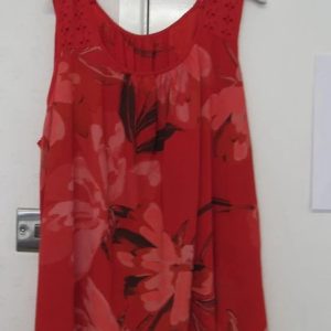 Red Floral Vest Top Plus Size Made in Italy Size 22
