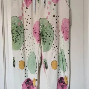 SALE SALE SALE Cream Multi Droplet Pattern joggers One size fits sizes 10 12 14 Size 1 NON RETURNABLE