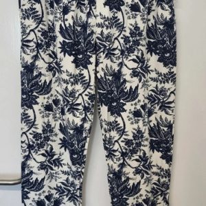 Blue with White Floral joggers One size fits sizes 16 18 20