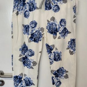 White with Blue Flower Joggers Size 16 and 18 Size 2
