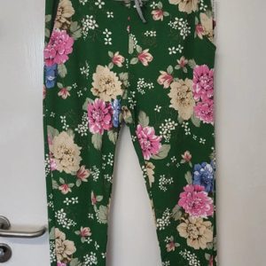 New Ladies Green Floral Joggers One Size fits sizes 10 12 14 Size 1