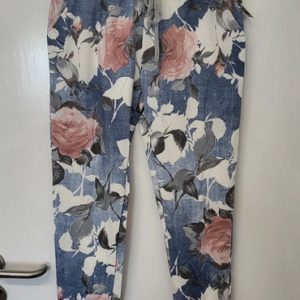 SALE SALE SALE New Ladies Light Blue Floral Joggers One Size fits sizes 10 12 14 Size 1 NON RETURNABLE
