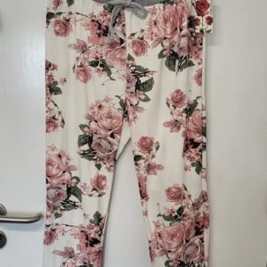 SALE SALE SALE New Ladies White with Pink Flower Joggers One Size fits sizes 16 and 18 Size 2 NON RETURNABLE