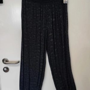New Ladies Navy Blue Leopard Print Harem Pants One Size fits sizes 16 18 20
