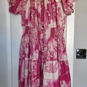 SALE SALE SALE New Ladies Pink Animal Print Tiered Dress One Size fits sizes 14 16 18 20 NON RETURNABLE
