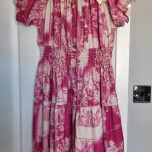 SALE SALE SALE New Ladies Pink Animal Print Tiered Dress One Size fits sizes 14 16 18 20 NON RETURNABLE