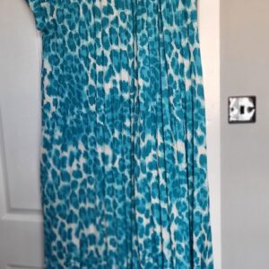 New Ladies Aqua Leopard Print Pleated Maxi Dress One Size fits sizes 14 16 18 20