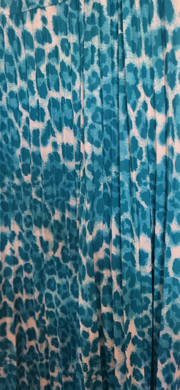 New Ladies Aqua Leopard Print Pleated Maxi Dress One Size fits sizes 14 16 18 20 - Image 5