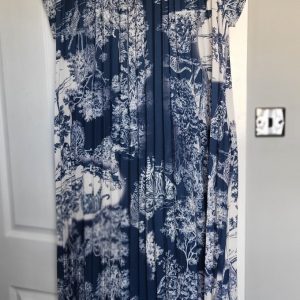 New Ladies Navy Blue Animal Print Pleated Maxi Dress One Size fits sizes 14 16 18 20