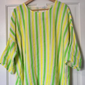 New Ladies Greens Neon Stripe Tunic Top One Size fits sizes 16 18 20 22