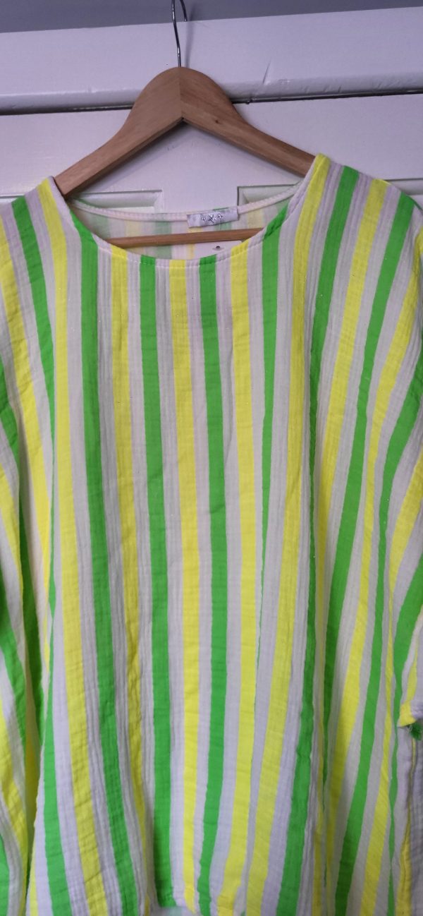 New Ladies Greens Neon Stripe Tunic Top One Size fits sizes 16 18 20 22 - Image 3
