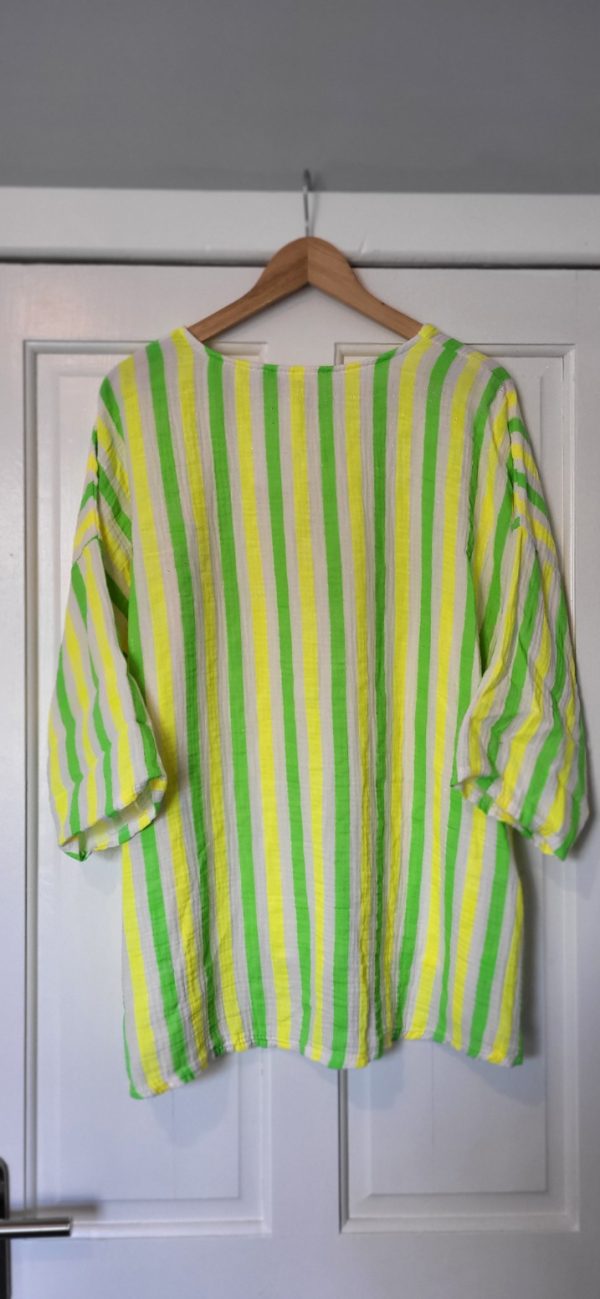 New Ladies Greens Neon Stripe Tunic Top One Size fits sizes 16 18 20 22 - Image 4
