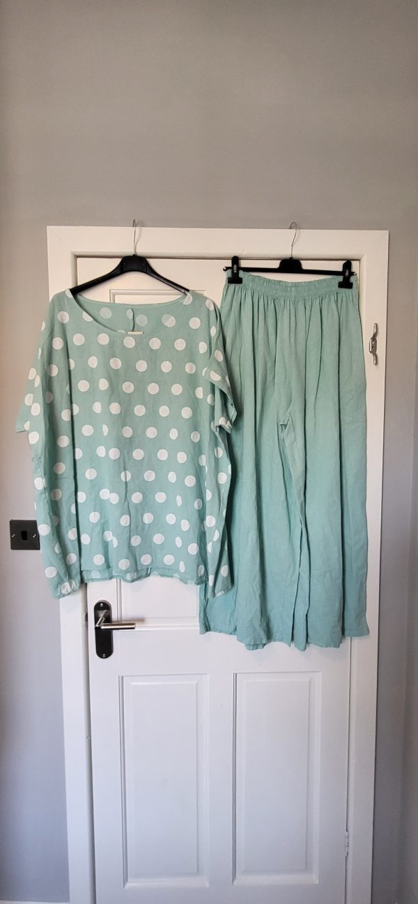 New Mint Spot 2 Piece Linen Blend Set One Size fits sizes 18 20 22 24 - Image 2