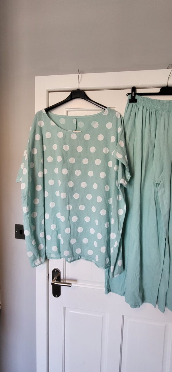 New Mint Spot 2 Piece Linen Blend Set One Size fits sizes 18 20 22 24 - Image 3