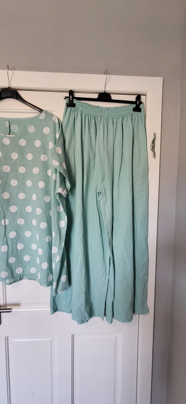 New Mint Spot 2 Piece Linen Blend Set One Size fits sizes 18 20 22 24 - Image 4