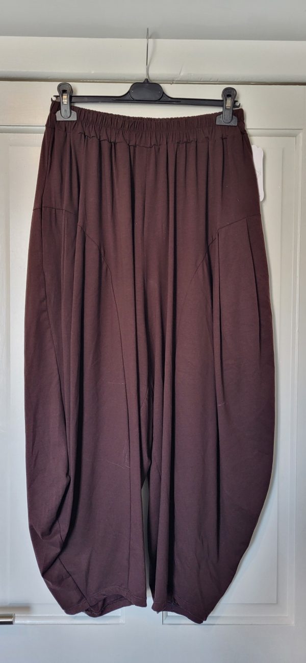 New Ladies Brown 03/4 Length Wide Leg Trousers One size fits sizes 18 20 22 24