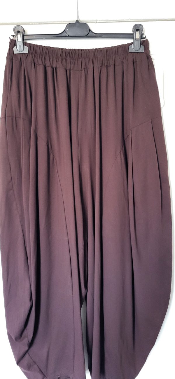 New Ladies Brown 03/4 Length Wide Leg Trousers One size fits sizes 18 20 22 24 - Image 3