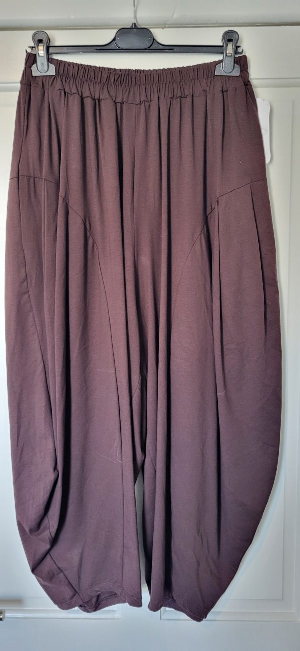 New Ladies Brown 03/4 Length Wide Leg Trousers One size fits sizes 18 20 22 24 - Image 4