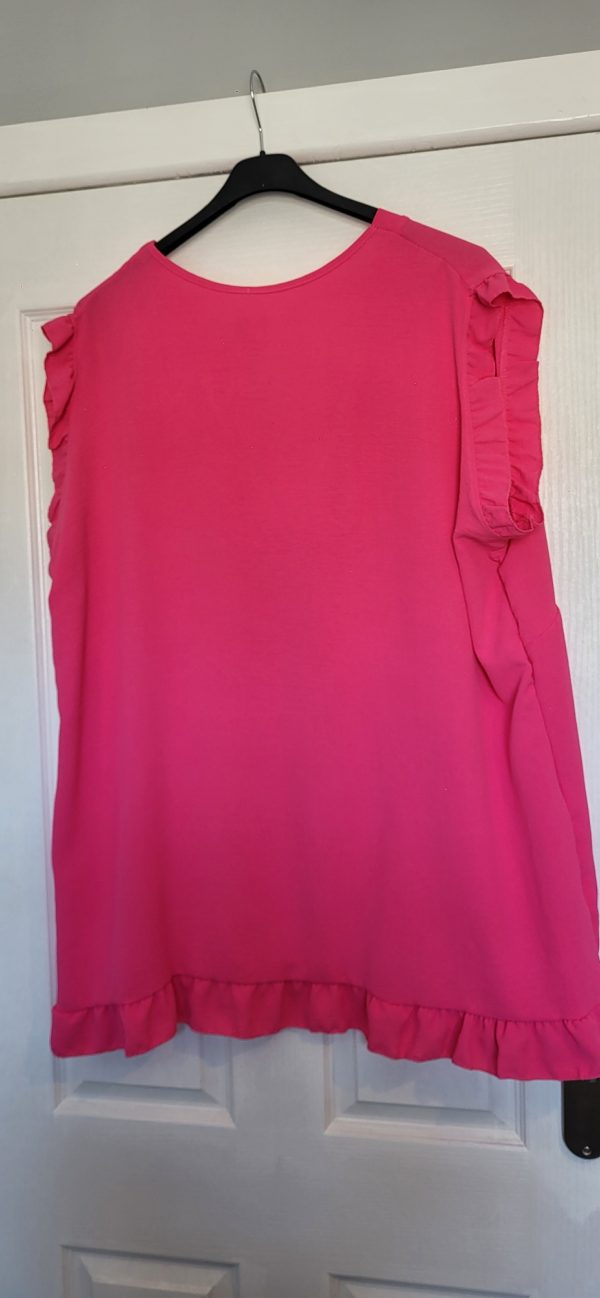 New Ladies Cerise V Neck Frill Top One Size fits sizes 18 20 22 - Image 3