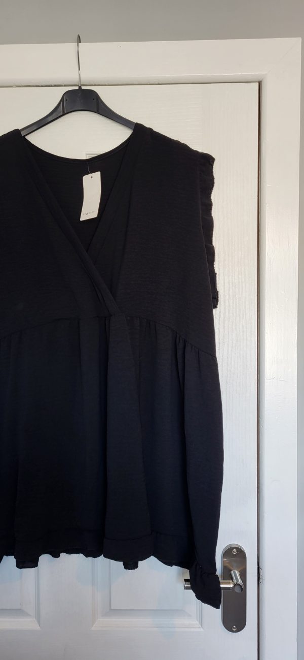 New Ladies Black V Neck Frill Top One Size fits sizes 18 20 22 - Image 3