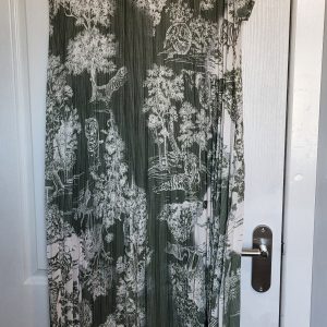 New Ladies Khaki Animal Print Pleated Maxi Dress One Size fits sizes 14 16 18 20