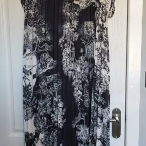 New Ladies Black Animal Print Pleated Maxi Dress One Size fits sizes 14 16 18 20