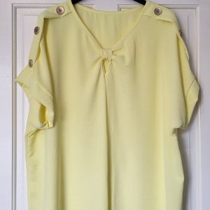 New Ladies Yellow V Neck Knott Top One Size fits sizes 16 18 20 22