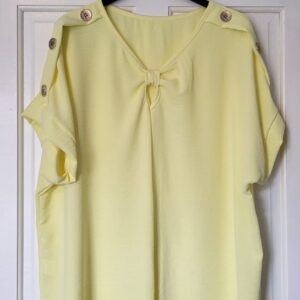 New Ladies Yellow V Neck Knott Top One Size fits sizes 16 18 20 22