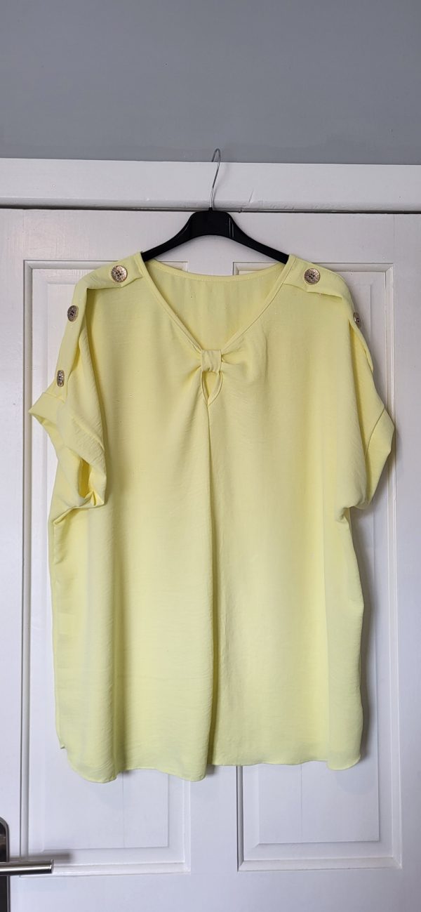 New Ladies Yellow V Neck Knott Top One Size fits sizes 16 18 20 22 - Image 2